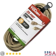 25FT 16AWG Outdoor Extension Cord 3 Prong Grounded Outlet 125V 13A ETL Listed US
