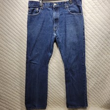 Levi's 517 38x34 Dark Wash Blue Denim Jeans Distressed