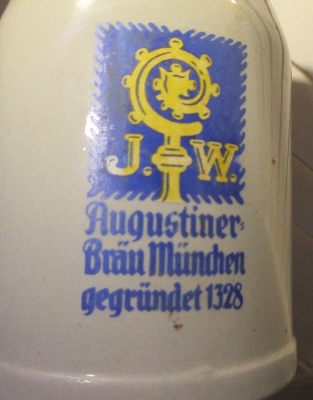 Glas Bierkrug Mit Zinndeckel 1L -Augustiner Bräu München