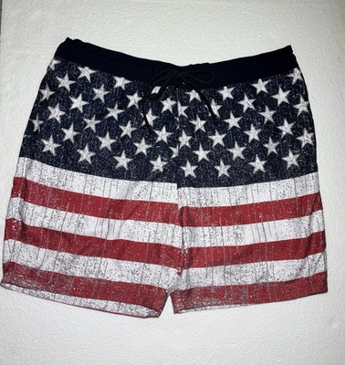 Redhead Brand Co. Men s American Flag Swim Trunks Drawstring Waist 2XL