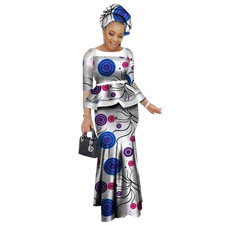 Vibrant African Print Two-Piece Skirt Set for Women W250227
