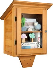 Little Library Box Outdoor Free Library, Double Outdoor Library Book Box Storage