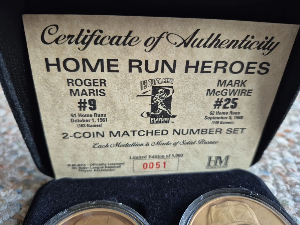 Roger Maris and Mark McGwire Coins Authentic Limited Edition Rare 51 of 5000 - Image 2 of 4