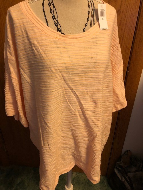 OLD NAVY OVERSIZED CROPPED TEE TOP SIZE XL TALL******PINK STRIPE, NEW WITH TAGS