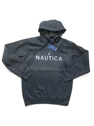 NAUTICA  AUTHENTIC HOODIE 100% COTTON BLACK W/ EMBROIDERED STITCHING - product listing photo