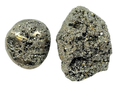 Pyrite Rough & Tumbled Stone Set: 2 Piece Combo Kit (Fool's Gold)