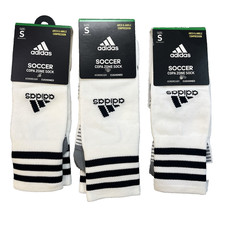 NEW 3 Pair Adidas S Copa Zone Aeroready Compression Soccer Socks WHITE youth