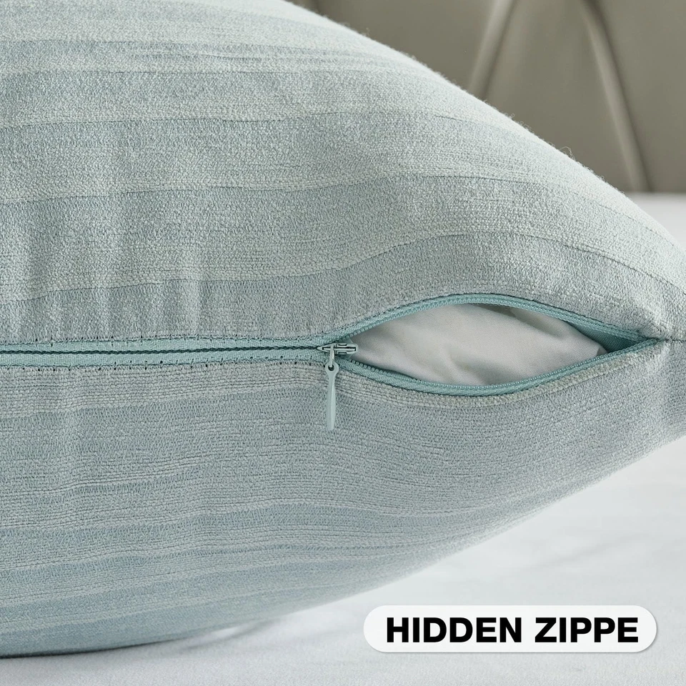 Juego de 2 fundas de almohada decorativas de chenilla gris azul 22x22 pulgadas, cr... Foto 3 de 4