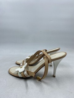 Louis Vuitton Monogram Multicolore Flower Heeled Sandals White Size 37.5 COA