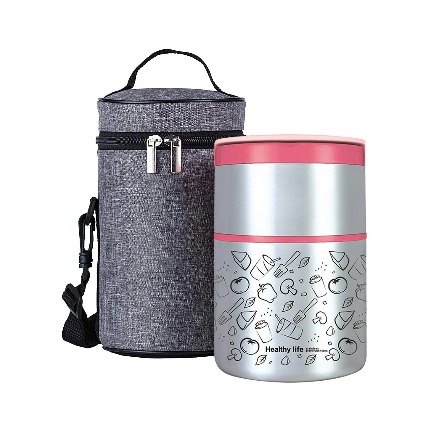 Vacuum Insulated Stackable Stainless Steel Thermal Lunch/Snack box, 2-Tier Be...