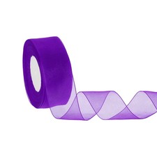 Organza Ribbon 1-1/2 Inch 50 Yards Sheer Ribbons for Gift Wrapping, Dark Purple