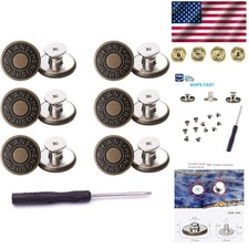 High-Quality 12 Pcs Brass Jeans Buttons - 17mm No-Sew  Removable Design