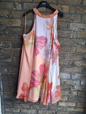 New Lipsy Multi Floral Halter Neck Tie Mini Shift Dress Size 18 