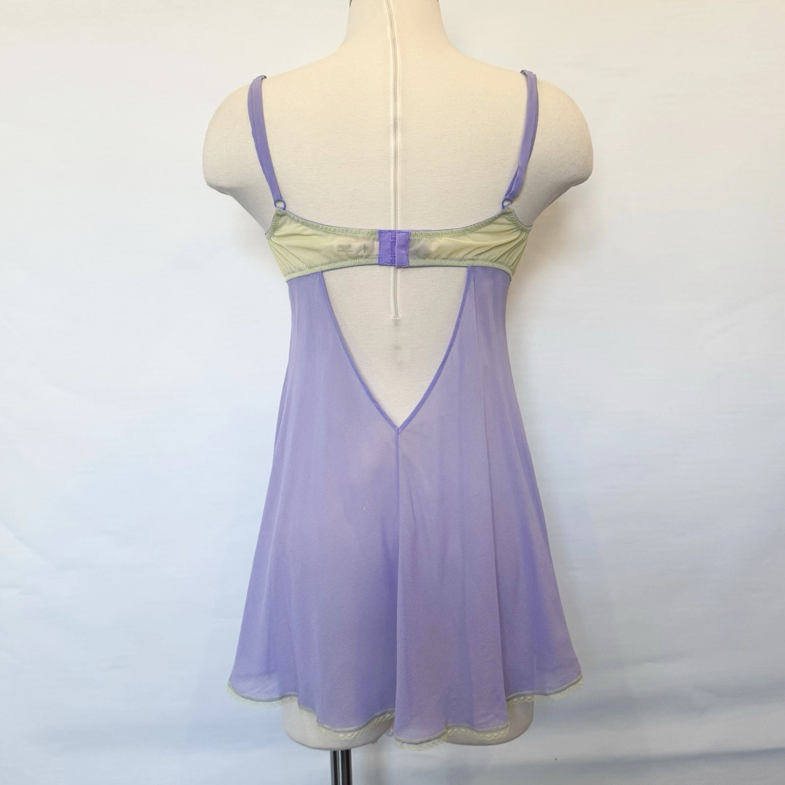 UNDERCOVER Abito slip Y2K Victoria’s Secret in chiffon di seta damigella babydoll viola pastello L