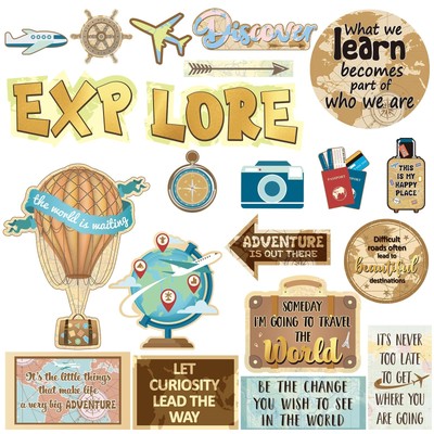 27 Pieces Travel Cutouts Travel The Map Bulletin Board Set Classroom Decor Mo...