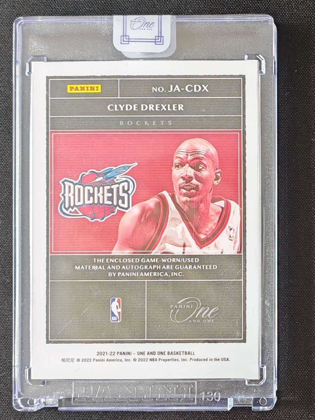 2021-22 Panini One and One Clyde Drexler Game-Worn Patch Auto Autograph 01/25!! view 2