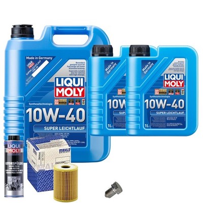Motoröl 10W40 LIQUI MOLY 7L+MAHLE Ölfilter+Spülung+Ölablassschraube