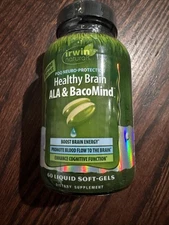 Irwin PQQ Healthy Brain ALA & BacoMind®, 60 Liquid Soft-Gels Exp 07/26 Free Ship