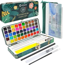 Watercolor Paint Set 50 Colors,  Watercolor Set with Watercolor Papers and Brush