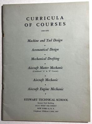 STEWART TECHNICAL SCHOOL NYC ~ 1949-50 Curricula of Courses Booklet