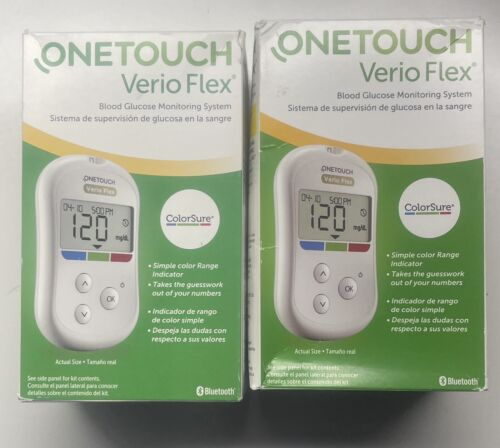 OneTouch Verio Flex Meter Blood Glucose Monitoring System Lot Of 2