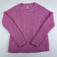 NOBO No Boundaries Women  s Size Large 11-13 Pink Knit Sweater Top Sweatshirt