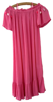 MATALAN. WUNDERSCHÖNES ROSA SOMMERKLEID. COLD SHOULDER ÄRMEL.  ALTER 12 JAHRE