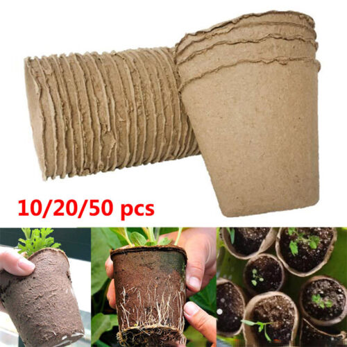 10/50x 6/8cm plant Nursery Cup  grow pot home gardening tool Biodegradable - Afbeelding 1 van 6