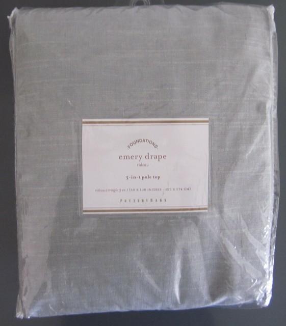 Pottery Barn Emery Drape 3 In 1 Pole Top Blue Dawn 50x108 Curtain