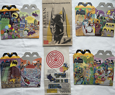 Complete Set of 6 Batman Happy Meal Boxes and Bags - BRAND NEW!!