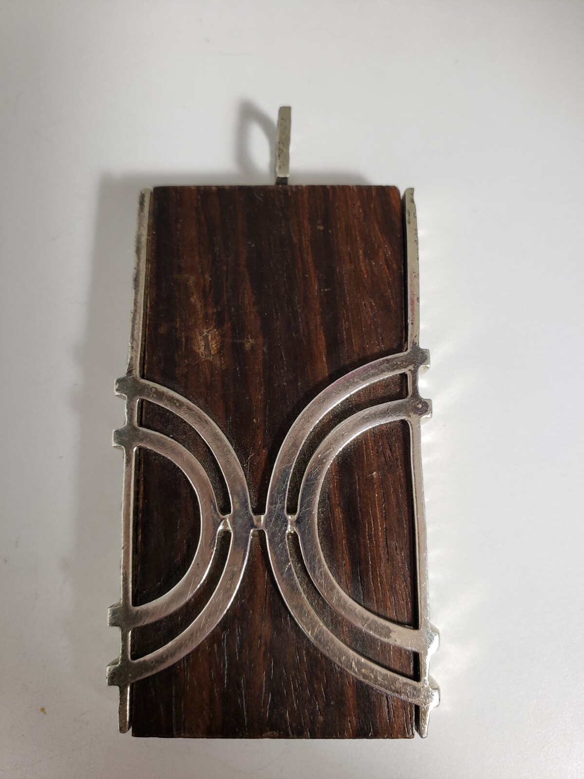 Sterling Silver Wood Rectangular German Pendant - image 5