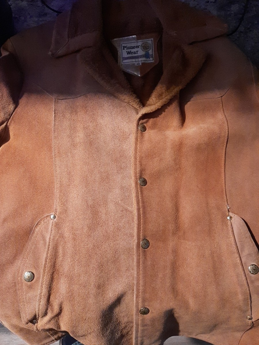 Vtg Pioneer Wear Suede Jacket Size 40 Leather Brown Sherpa Lined