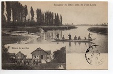 FORT LOUIS Bas Rhin Alsace postcard 67 2 views house of the guardian souvenir of the Rhine