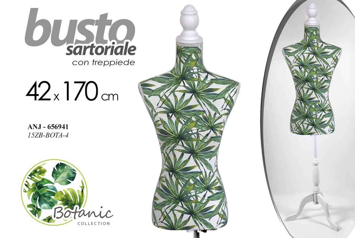 BUSTO SARTORIALE DONNA MANICHINO CON TREPIEDI SARTO LEGNO BIANCO VERDE 170*42cm