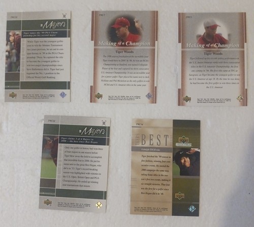 5 Vintage Upper Deck 2001 Tiger Woods Golf PGA Cards  - Bild 2 von 2