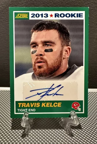 2013 Score TRAVIS KELCE Rookie Auto Green Border 25th Anniversary RC🔥KC Chiefs