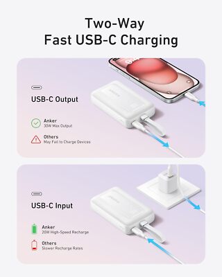 Anker Power Bank 10000mAh Travel Portable Charger Built-in