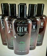 6 Pack-- 3-In-1 Tea Tree Shampoo & Conditioner & Body Wash, American Crew 8.4 oz