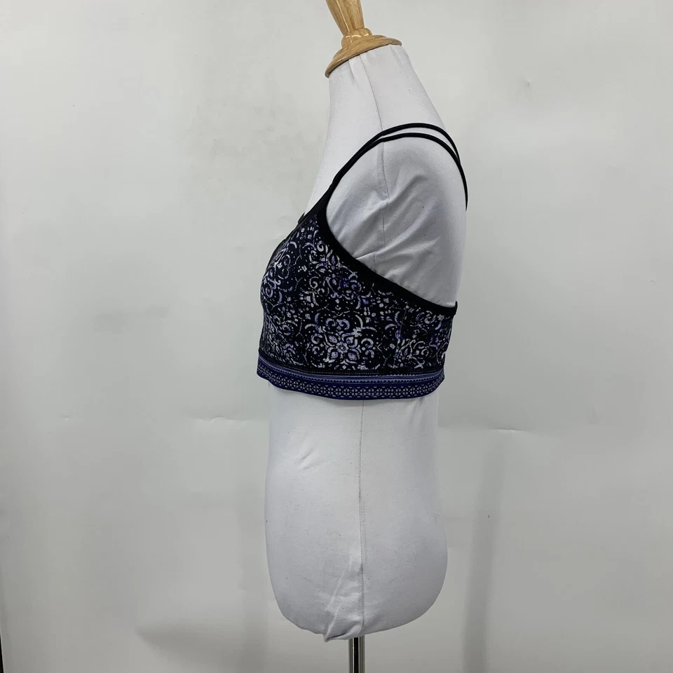 Sujetador deportivo Gaiam para mujer M mediano estampado geográfico múltiple doble cruzada espalda sin relleno Foto 4 de 4