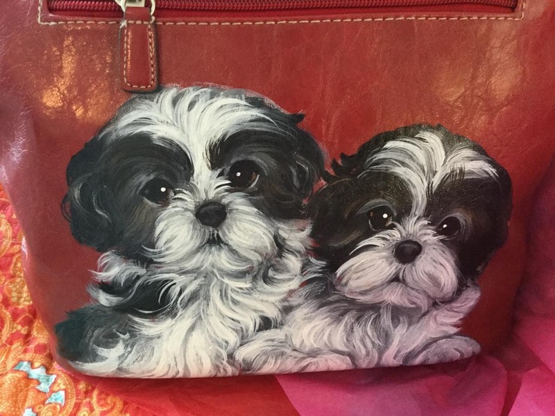 SHIH TZU PUPPIES HAND PAINTED HANDBAG Best Puppies On eBay!