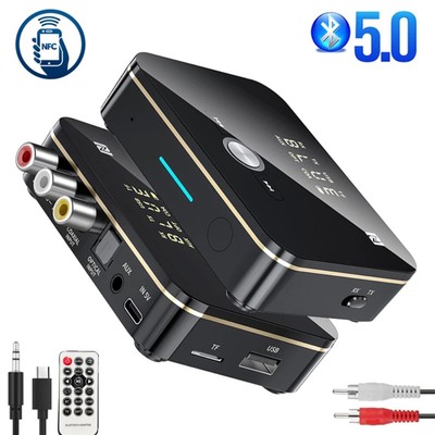 USB Bluetooth 5.0 Transmitter Receiver Wireless NFC to 2RCA Stereo Audio Adapter