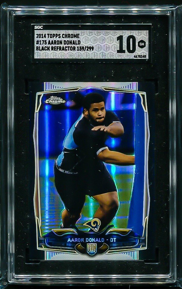 2014 Topps Chrome 175 Aaron Donald Black Refractor /299 SGC 10 Rookie POP 1