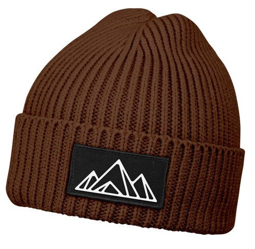 Mens Beanie Winter Hat Patch Print Mountains Hiking Outdoor Print - Picture 14 of 17