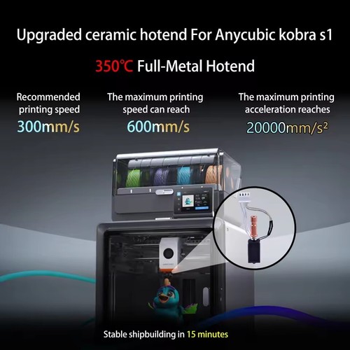 New Upgrade Ceramic Heating Hotend Kit for Anycubic Kobra S1/S1 Combo 3D Printer - Picture 5 of 12