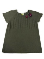 Crazy 8 Girls Med 7/6 Short Sleeve Cable Knit Sweather with Knit Flowers Green