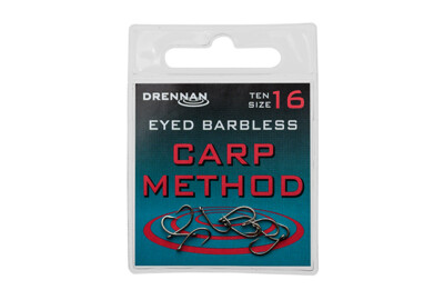 DRENNAN CARP METHOD - 10 PER PK - EYED BARBLESS FISHING HOOKS 