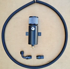 AN10 Baffled Aluminum Oil Catch Can Vacuum Pump Breather Tank Kit  Black