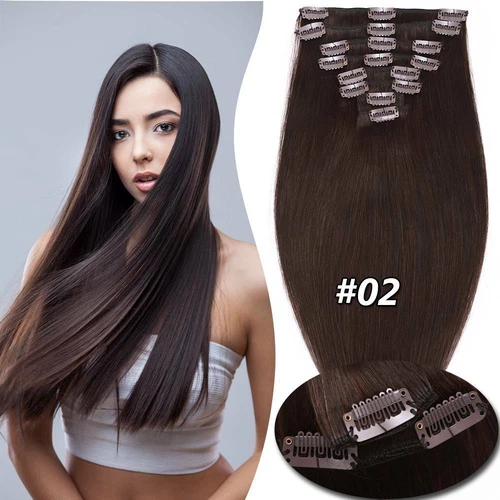 100% Echthaar Clip In Remy Haarverlangerung Extensions Glatt 8 Tressen Dick Lang - Bild 15 von 37