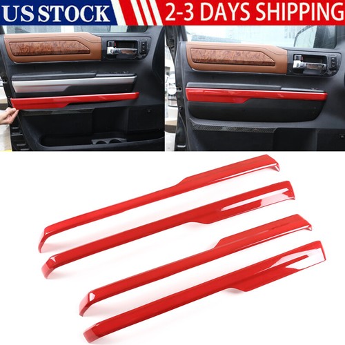 Red Interior Car Door Panel Decor Cover Trim 4PCS For Toyota Tundra
