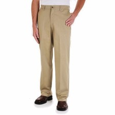 ST JOHNS BAY 32 X 32 Mens Pants Slacks Beige Tan Cotton Loose Fit Flat Front NEW